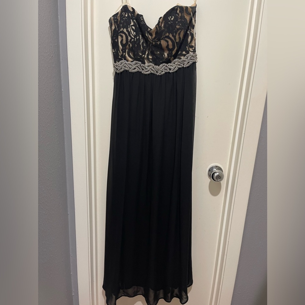 Black strapless party dress